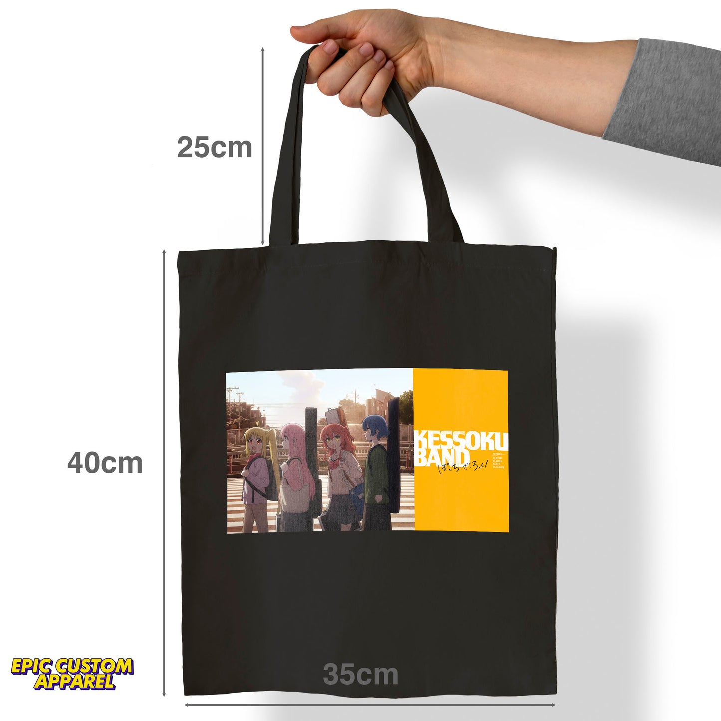 Bocchi The Rock Anime Printed Design 12oz Heavy Canvas Shoulder Tote Bag