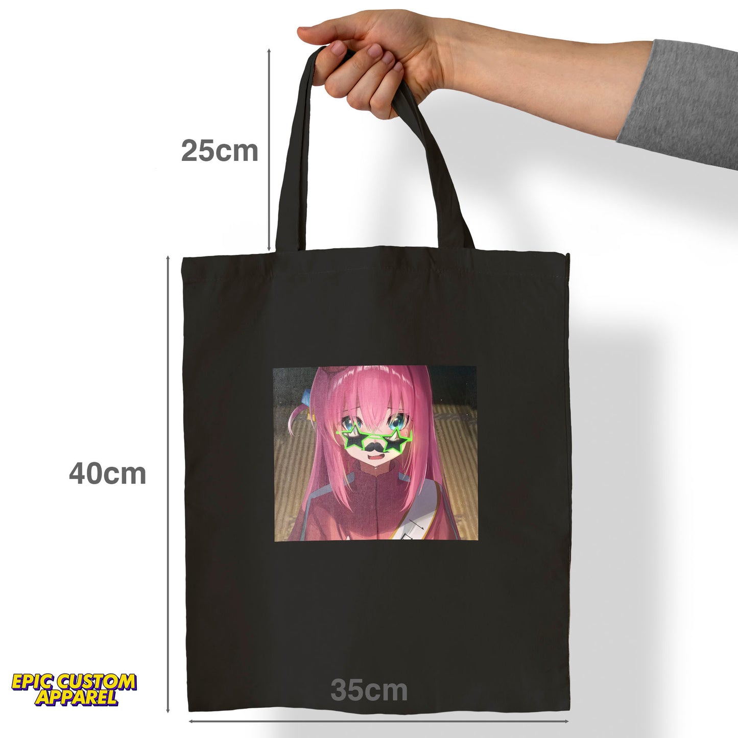 Bocchi The Rock Anime Printed Design 12oz Heavy Canvas Shoulder Tote Bag