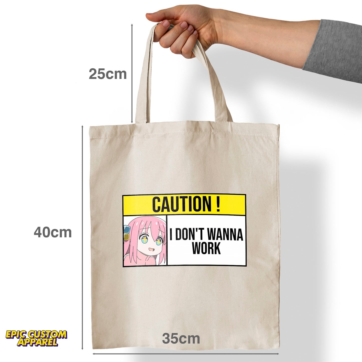 Bocchi The Rock Anime Printed Design 12oz Heavy Canvas Shoulder Tote Bag