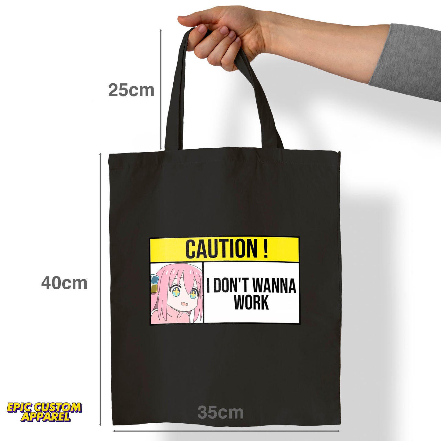 Bocchi The Rock Anime Printed Design 12oz Heavy Canvas Shoulder Tote Bag