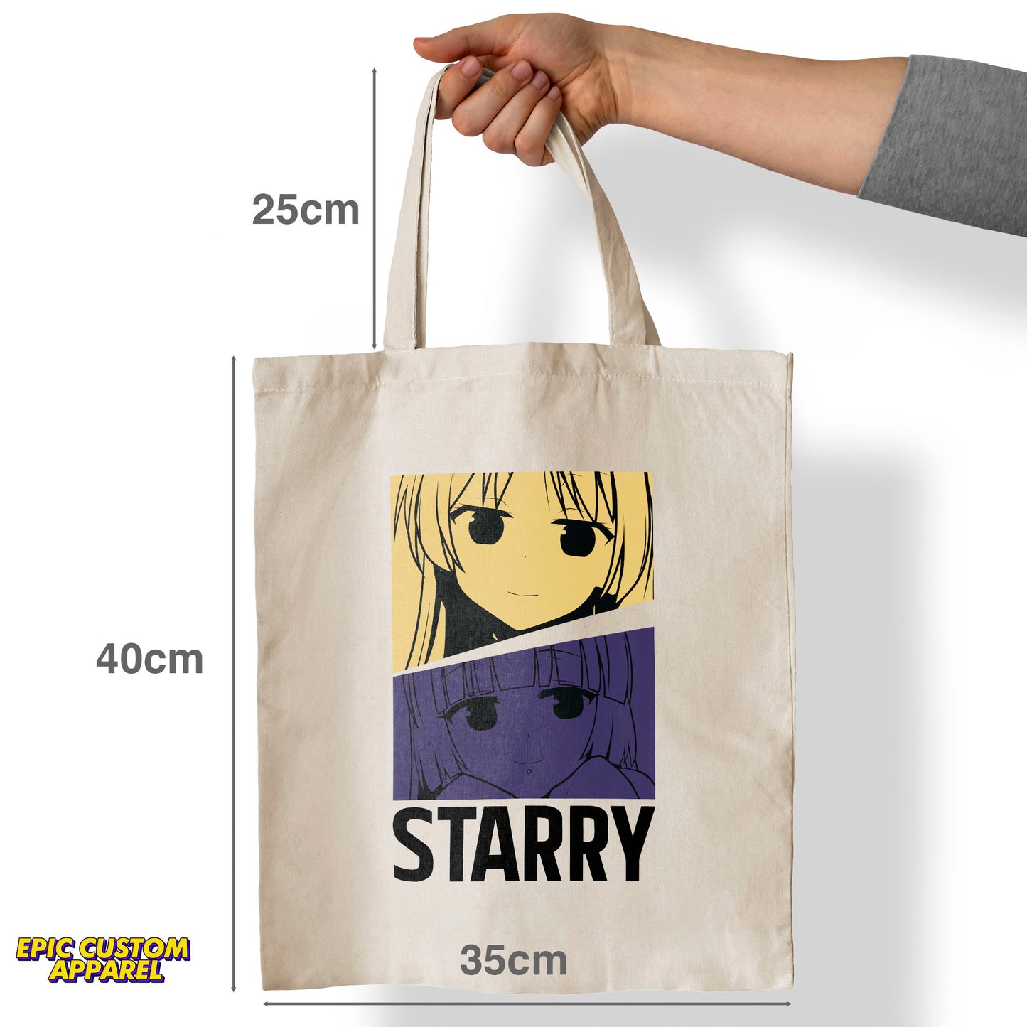Bocchi The Rock Anime Printed Design 12oz Heavy Canvas Shoulder Tote Bag