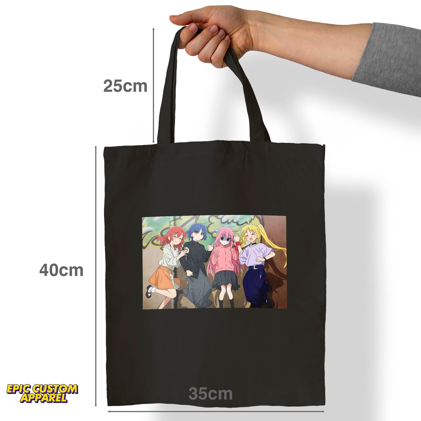 Bocchi The Rock Anime Printed Design 12oz Heavy Canvas Shoulder Tote Bag