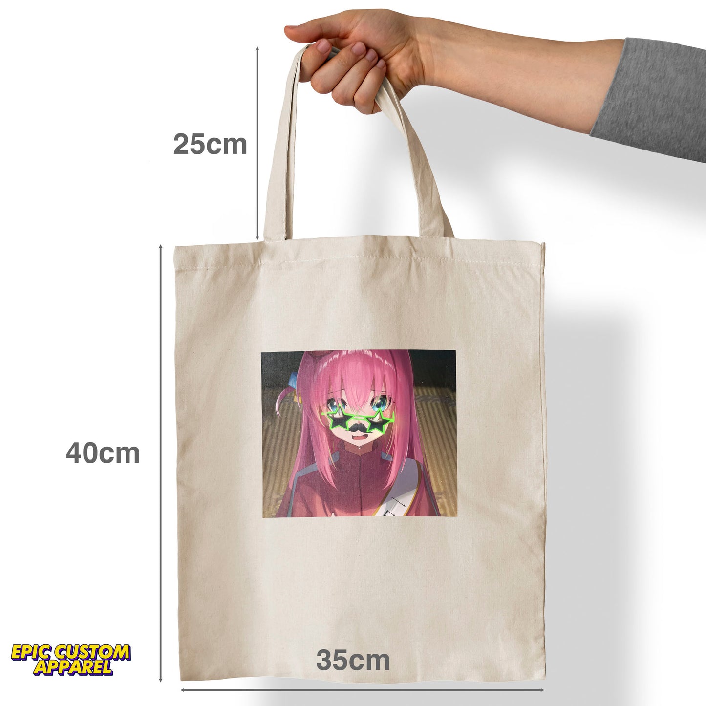 Bocchi The Rock Anime Printed Design 12oz Heavy Canvas Shoulder Tote Bag