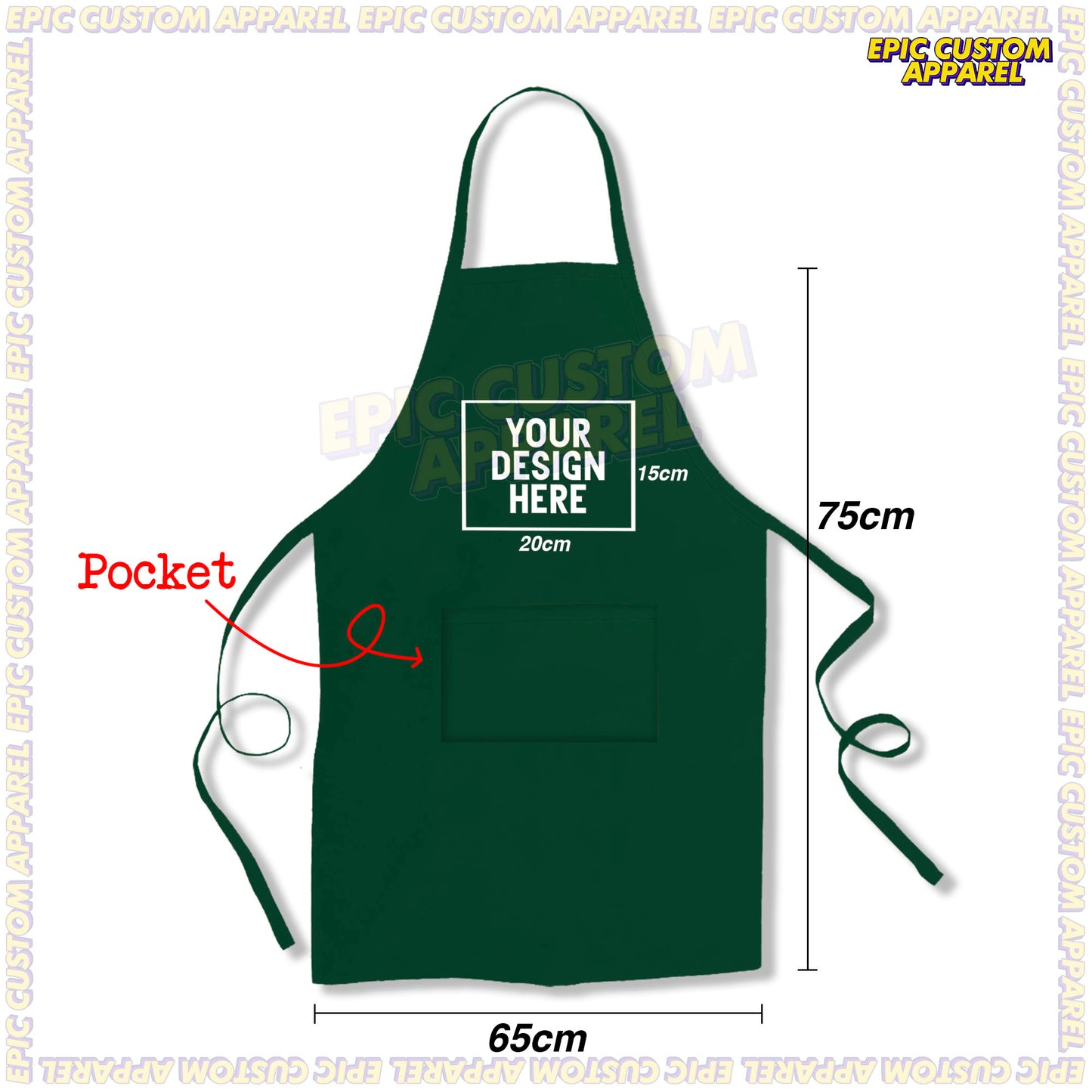 Custom Printed Polyester Waterproof Oilproof Lightweight Two Pockets Overall Apron