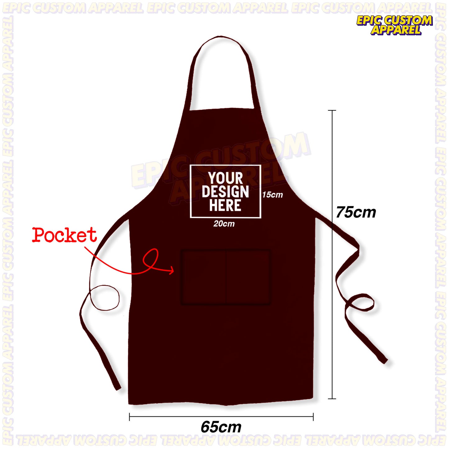 Custom Printed Polyester Waterproof Oilproof Lightweight Two Pockets Overall Apron