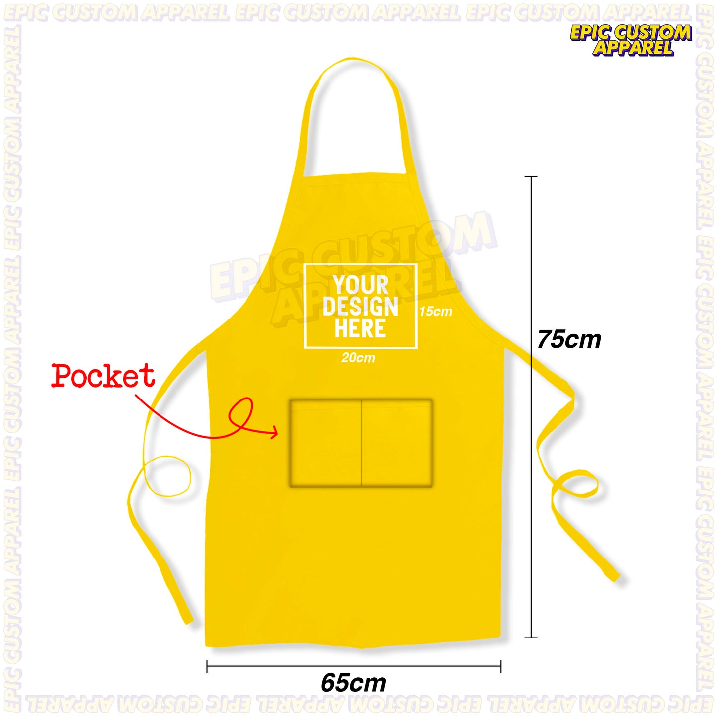 Custom Printed Polyester Waterproof Oilproof Lightweight Two Pockets Overall Apron