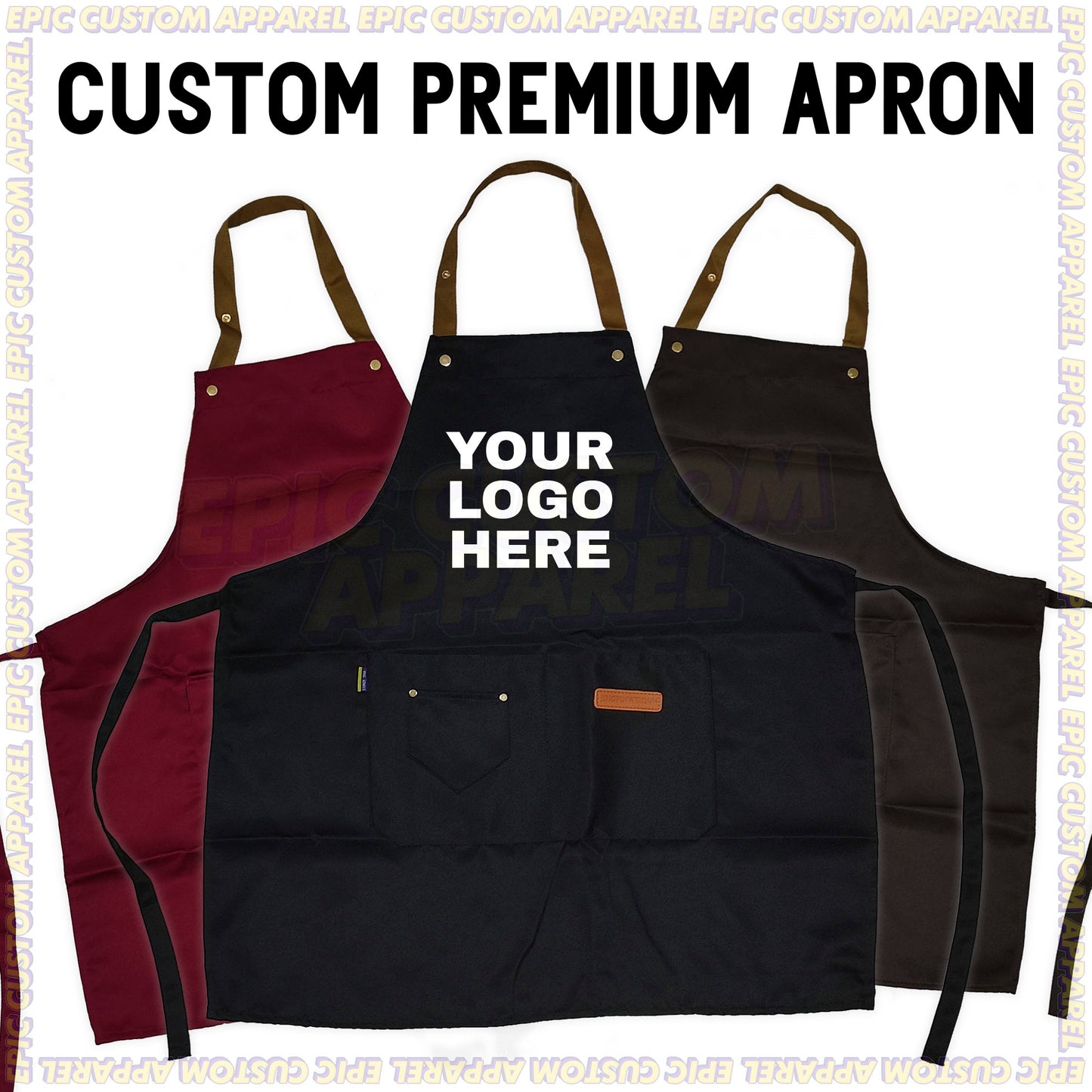 Custom Logo Premium Polyester Apron with Thick Adjustable Neck Strap