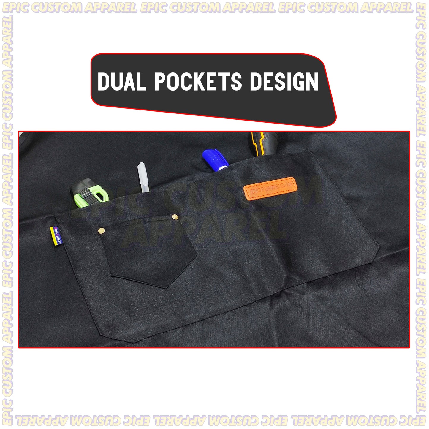 Custom Logo Premium Polyester Apron with Thick Adjustable Neck Strap
