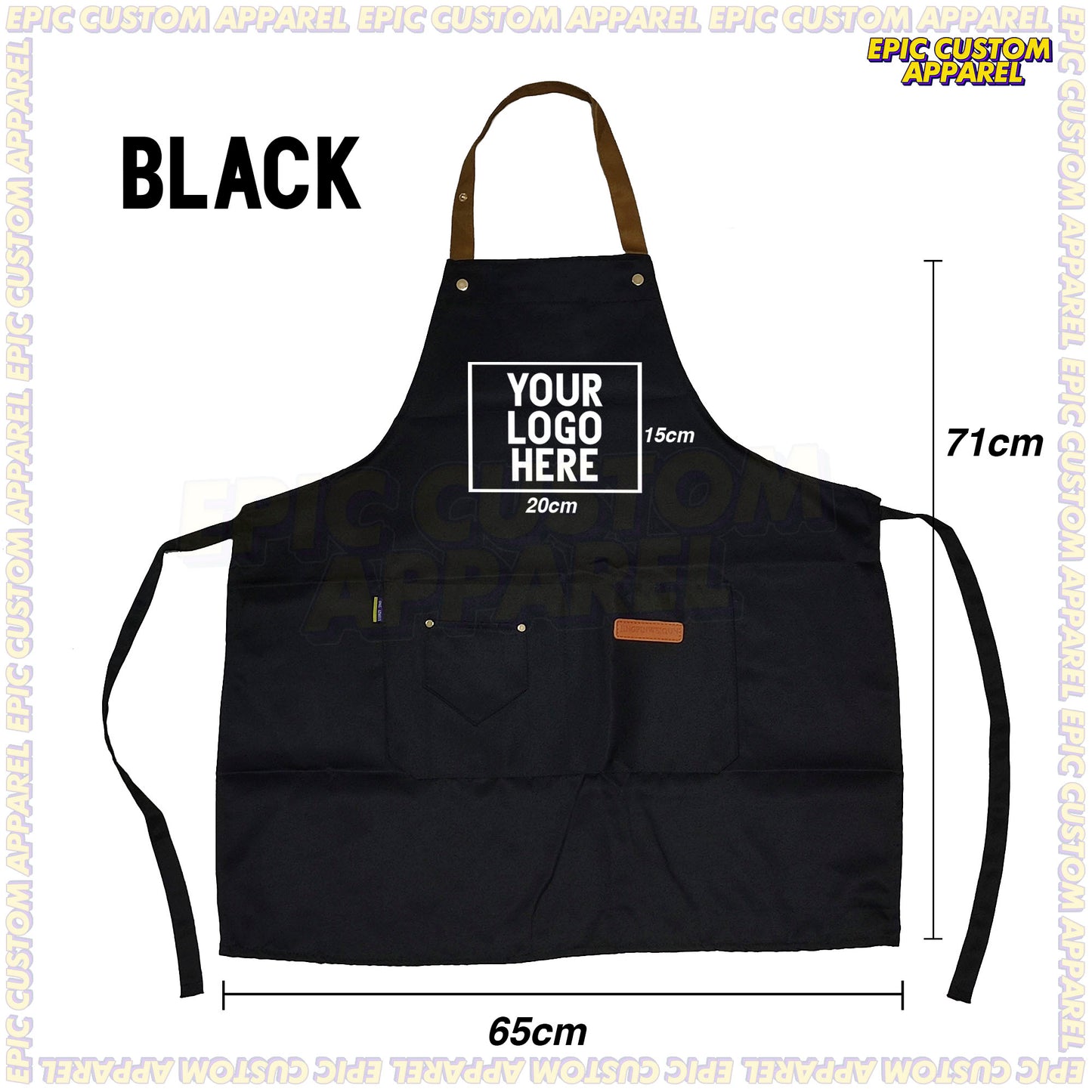 Custom Logo Premium Polyester Apron with Thick Adjustable Neck Strap