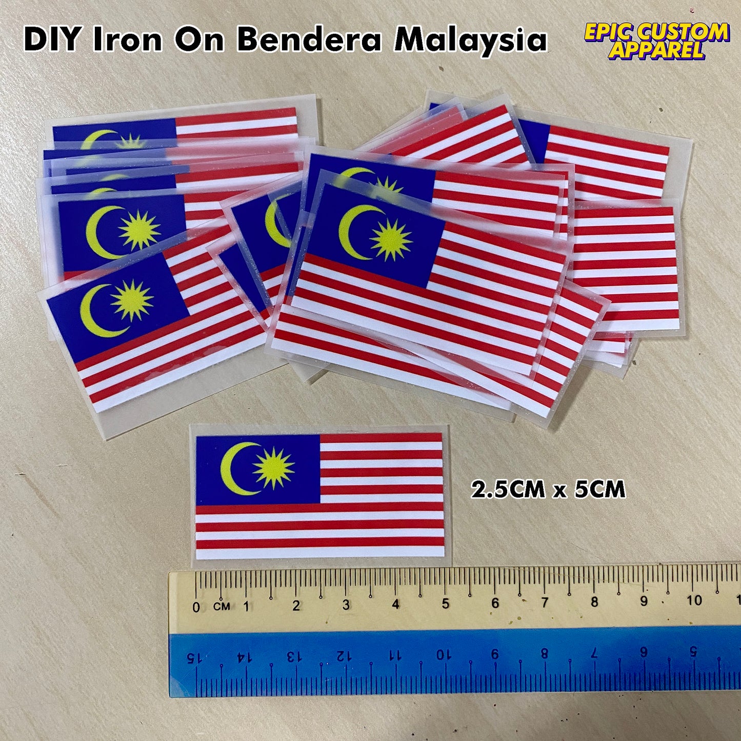 Malaysia Flag Badge Lencana 2.5cm x 5cm Jalur Gemilang Bendera Malaysia Iron On Sticker