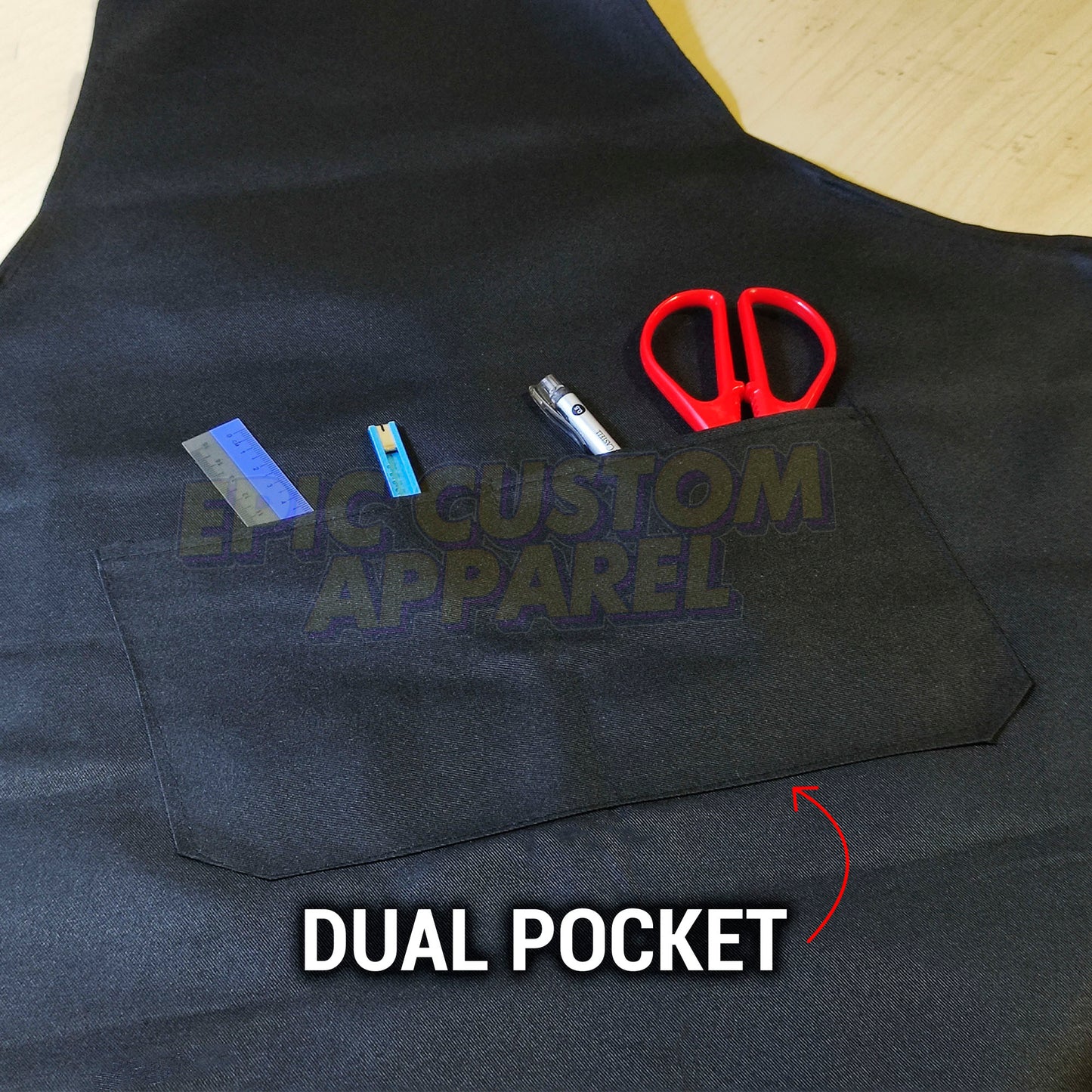 Custom Printed Polyester Waterproof Oilproof Lightweight Two Pockets Overall Apron