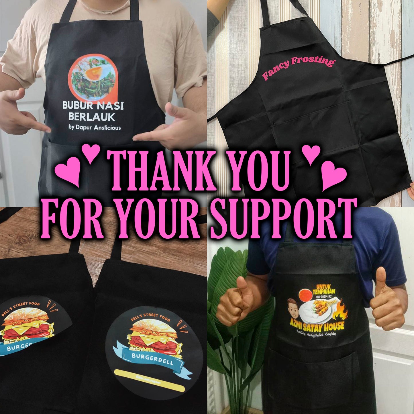 Custom Printed Polyester Waterproof Oilproof Lightweight Two Pockets Overall Apron