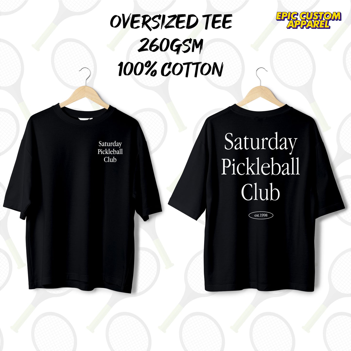 Saturday Pickleball Club Graphic Oversized Tee 100% Thick Premium Cotton Unisex T-Shirt