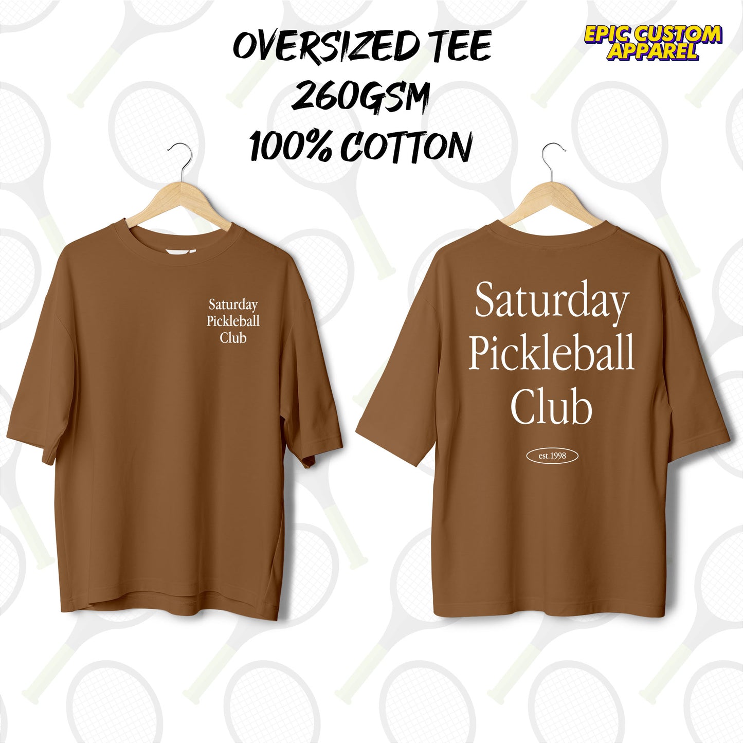 Saturday Pickleball Club Graphic Oversized Tee 100% Thick Premium Cotton Unisex T-Shirt