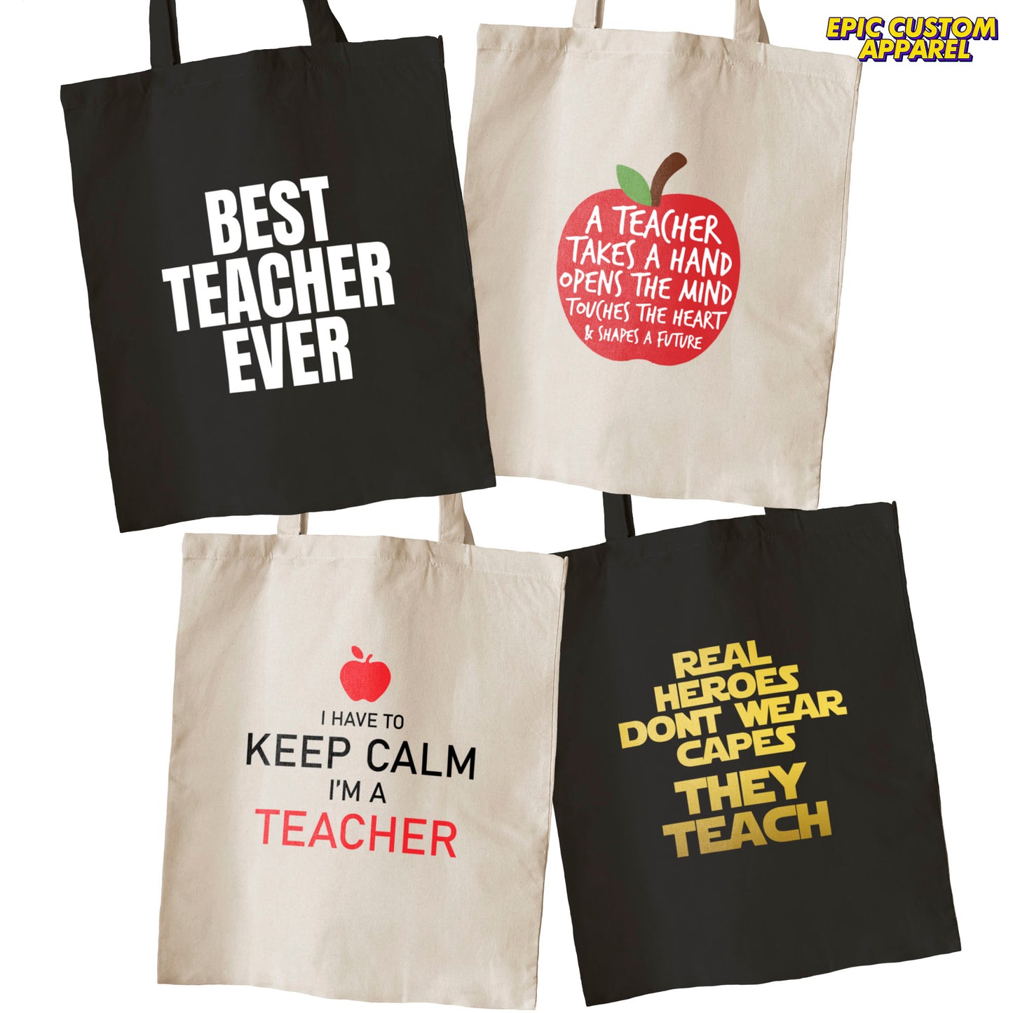 Teacher's Day Printed Design 12oz Heavy Canvas Shoulder Tote Bag