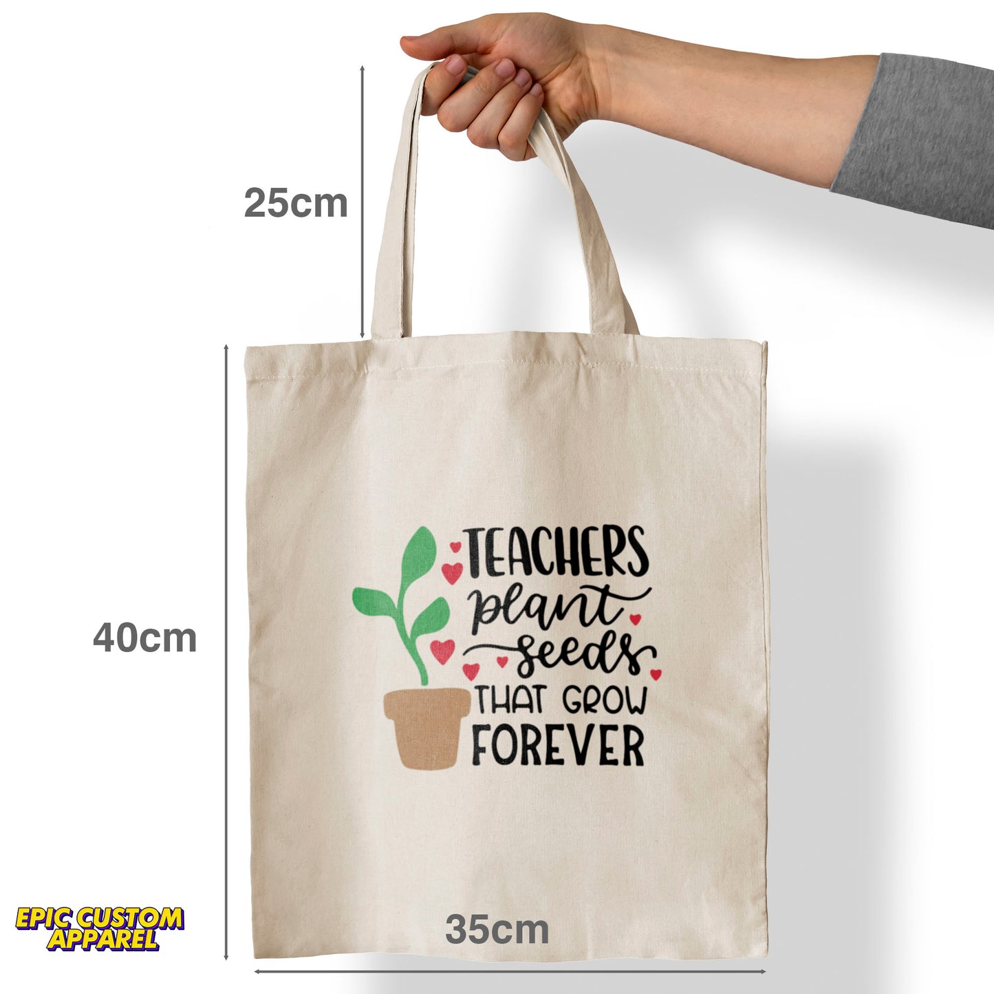 Teacher's Day Printed Design 12oz Heavy Canvas Shoulder Tote Bag
