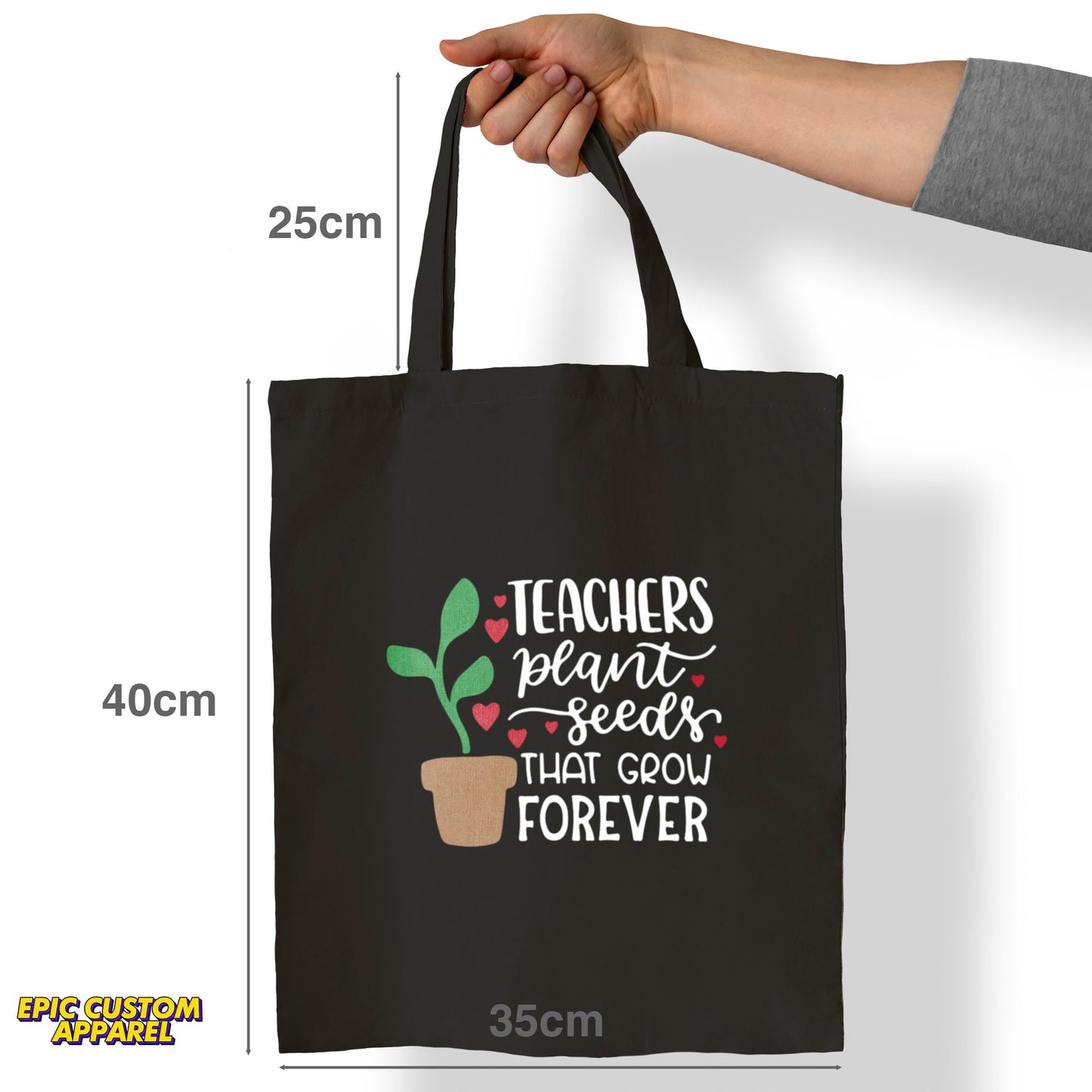 Teacher's Day Printed Design 12oz Heavy Canvas Shoulder Tote Bag