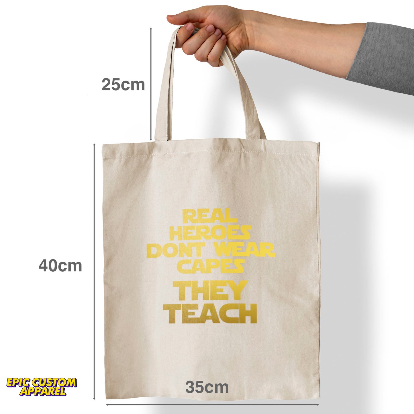 Teacher's Day Printed Design 12oz Heavy Canvas Shoulder Tote Bag