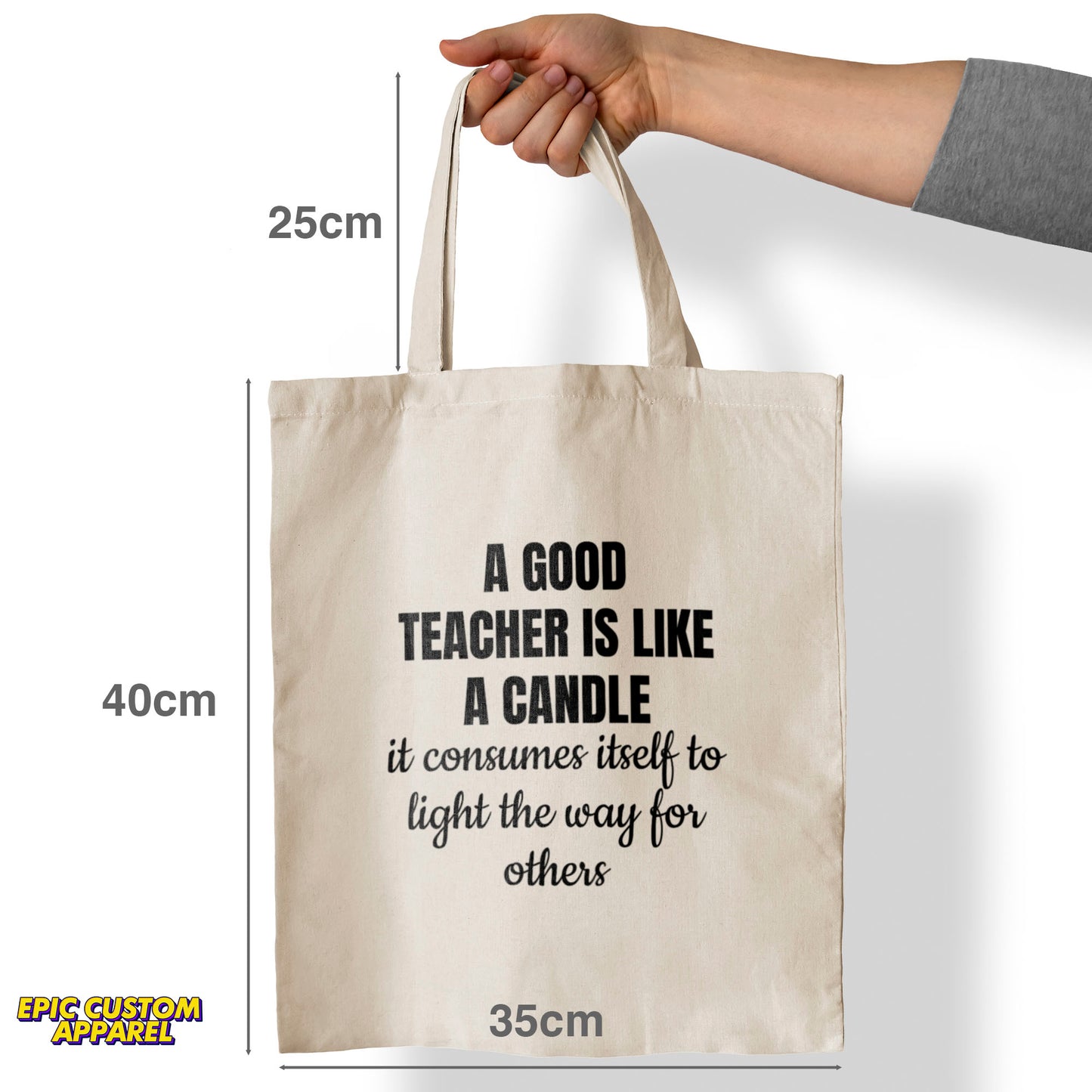 Teacher's Day Printed Design 12oz Heavy Canvas Shoulder Tote Bag