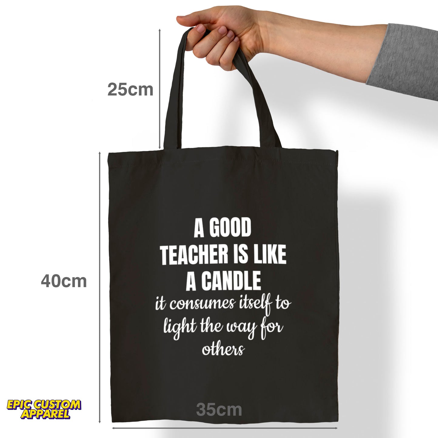 Teacher's Day Printed Design 12oz Heavy Canvas Shoulder Tote Bag