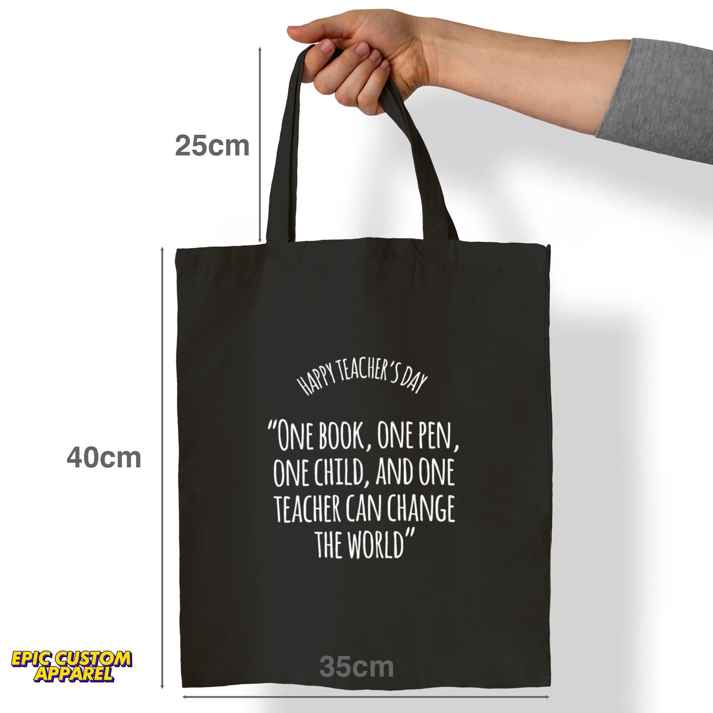 Teacher's Day Printed Design 12oz Heavy Canvas Shoulder Tote Bag