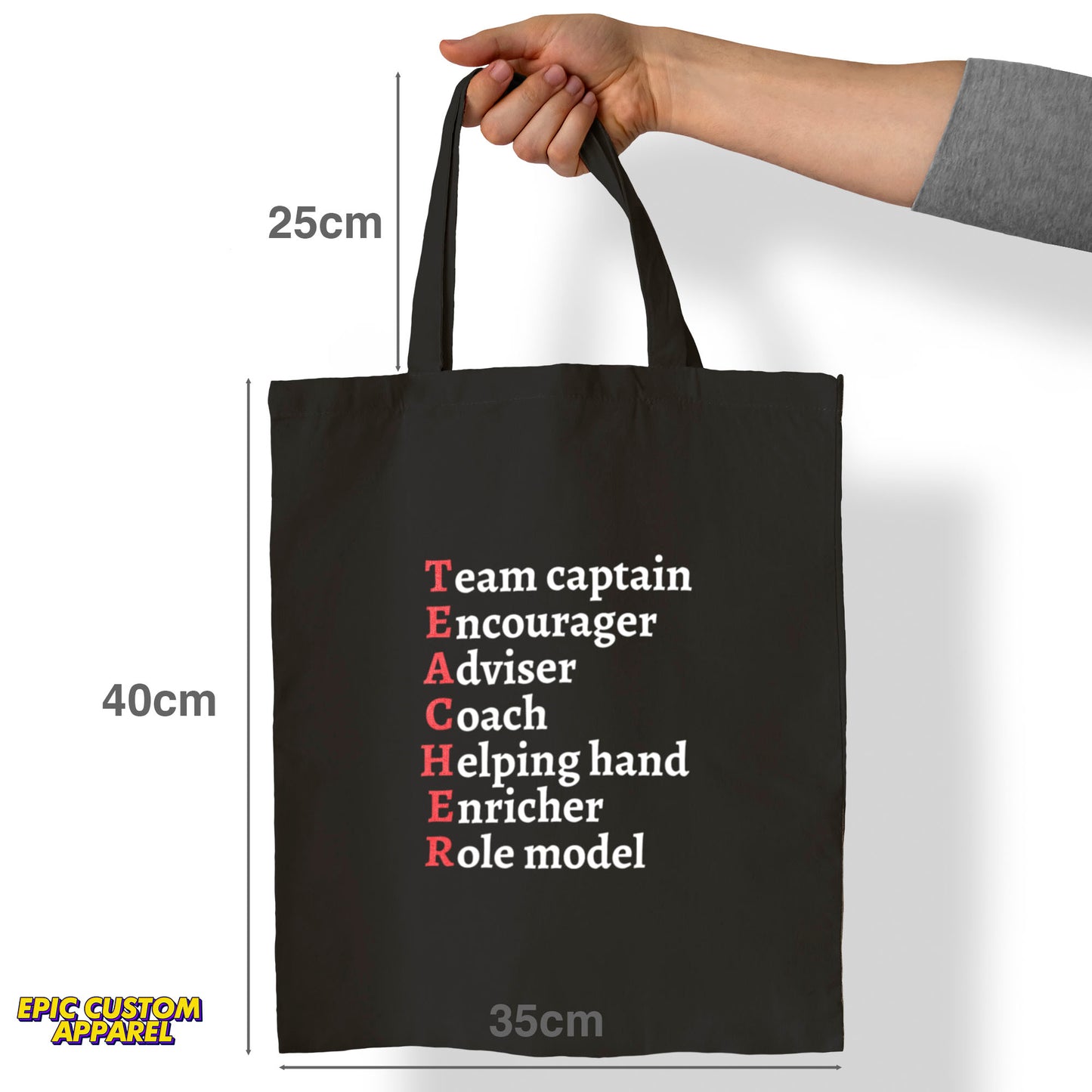 Teacher's Day Printed Design 12oz Heavy Canvas Shoulder Tote Bag