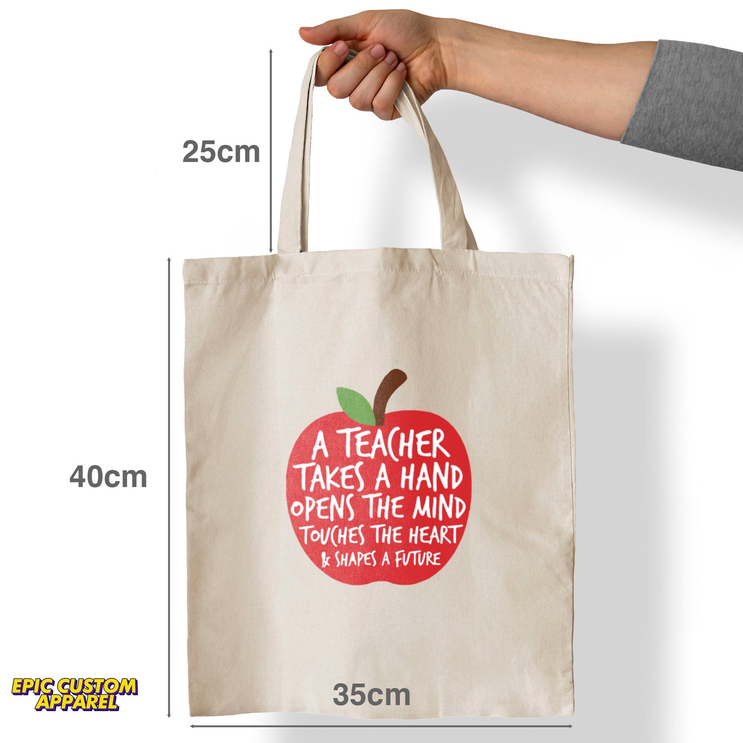 Teacher's Day Printed Design 12oz Heavy Canvas Shoulder Tote Bag
