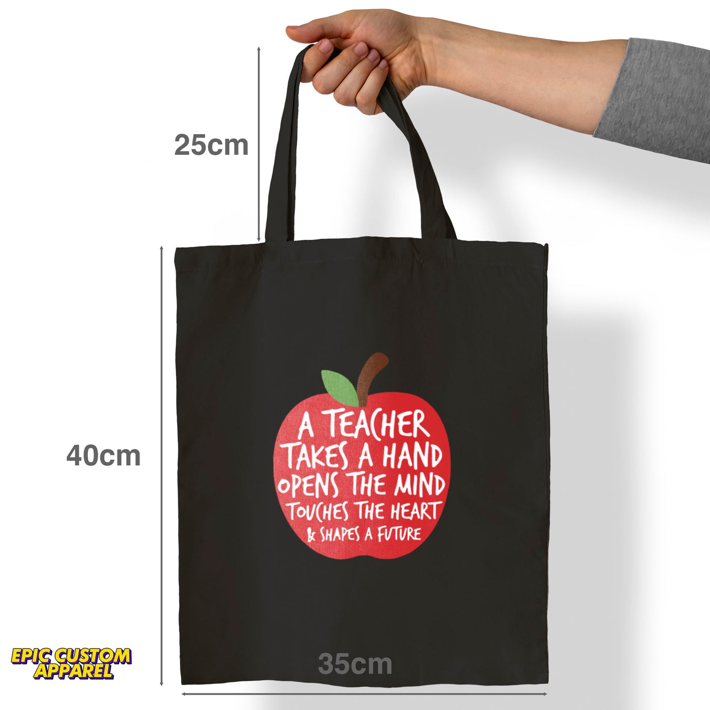 Teacher's Day Printed Design 12oz Heavy Canvas Shoulder Tote Bag