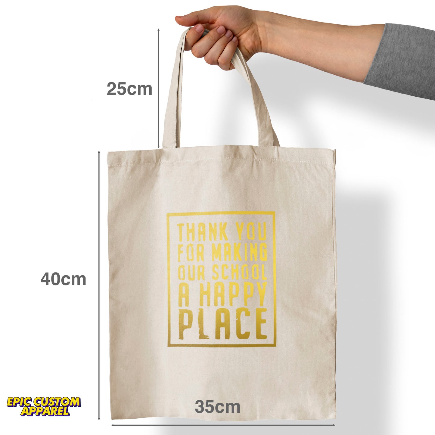 Teacher's Day Printed Design 12oz Heavy Canvas Shoulder Tote Bag