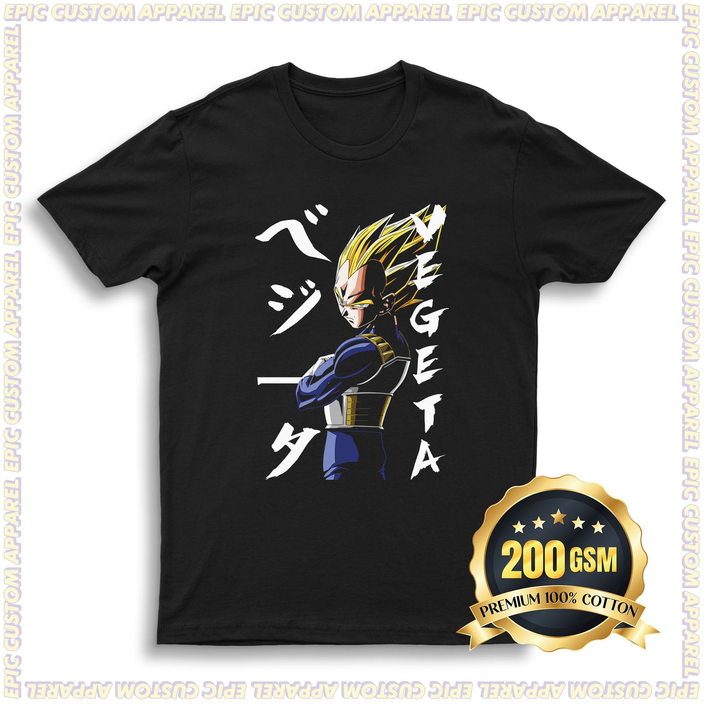 Vegeta Dragon Ball Z Super Graphic Premium 200gsm Tee 100% Cotton Unisex T-Shirt Kain Tebal