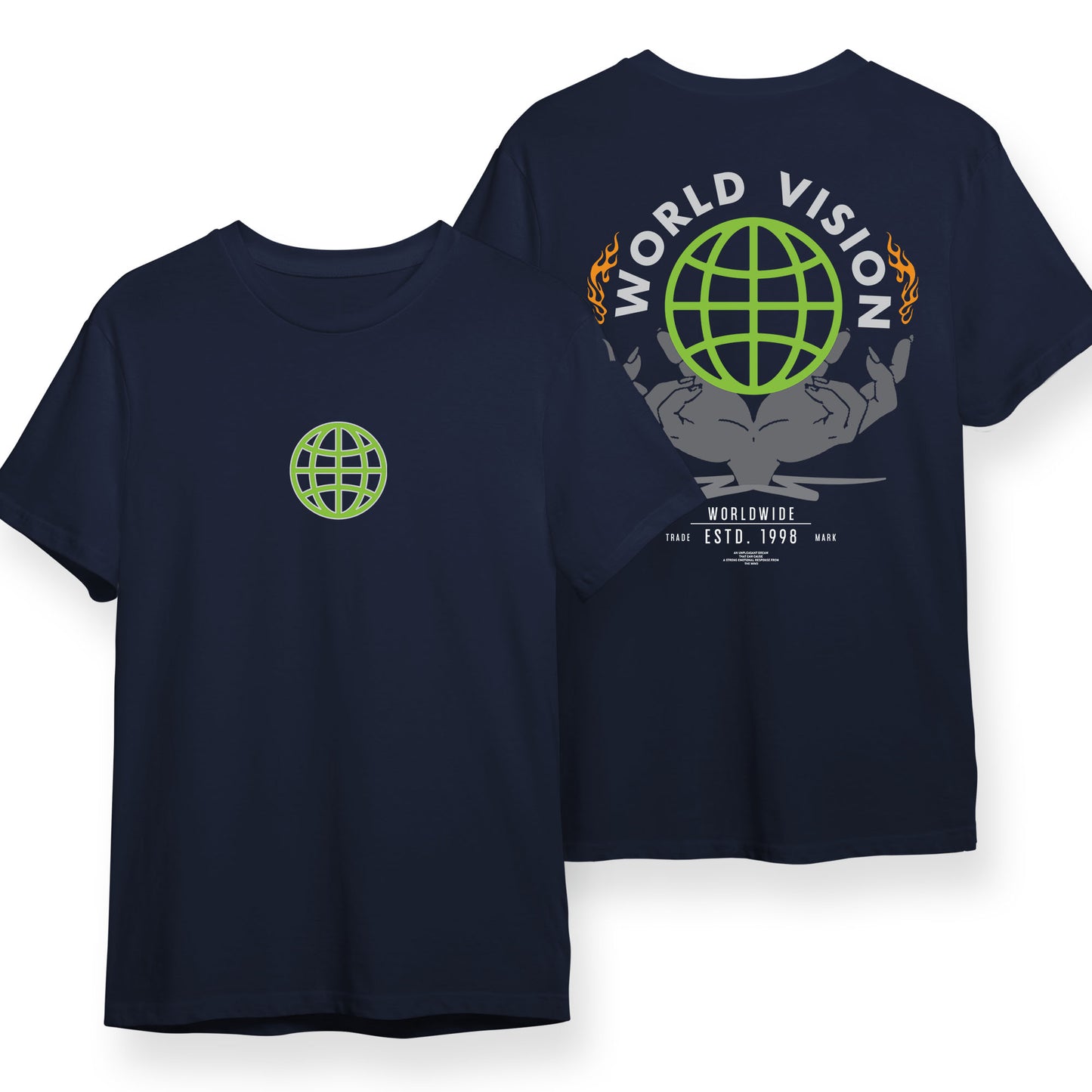 World Vision Hype Design Front Back Graphic Tee 100% Cotton Unisex T-Shirt Baju Kapas Sejuk