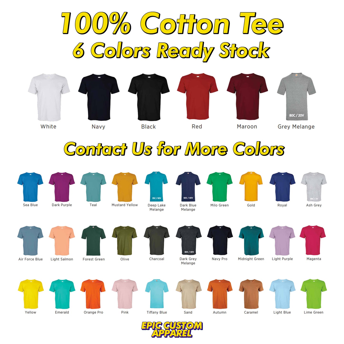 100% Cotton Front Back Custom Printing Business Logo Full Color Graphic Tee Unisex T-Shirt Baju Kapas Sejuk [FLC + A3]