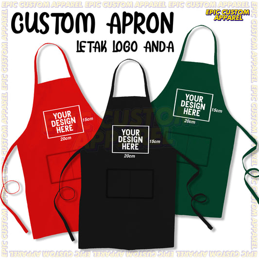 Custom Printed Polyester Waterproof Oilproof Lightweight Two Pockets Overall Apron