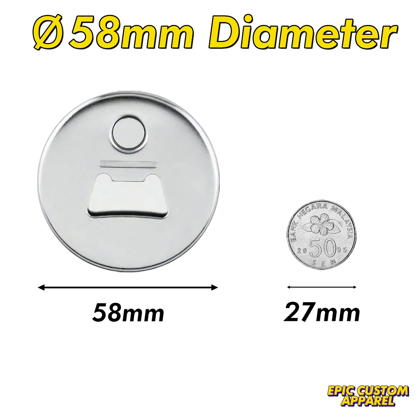 Bottle Opener Fridge Magnet Button Badge 58mm Custom Printing