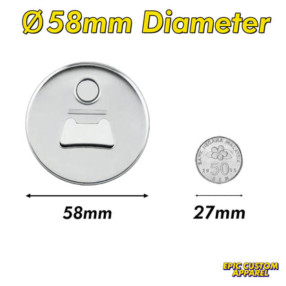 Bottle Opener Fridge Magnet Button Badge 58mm Custom Printing
