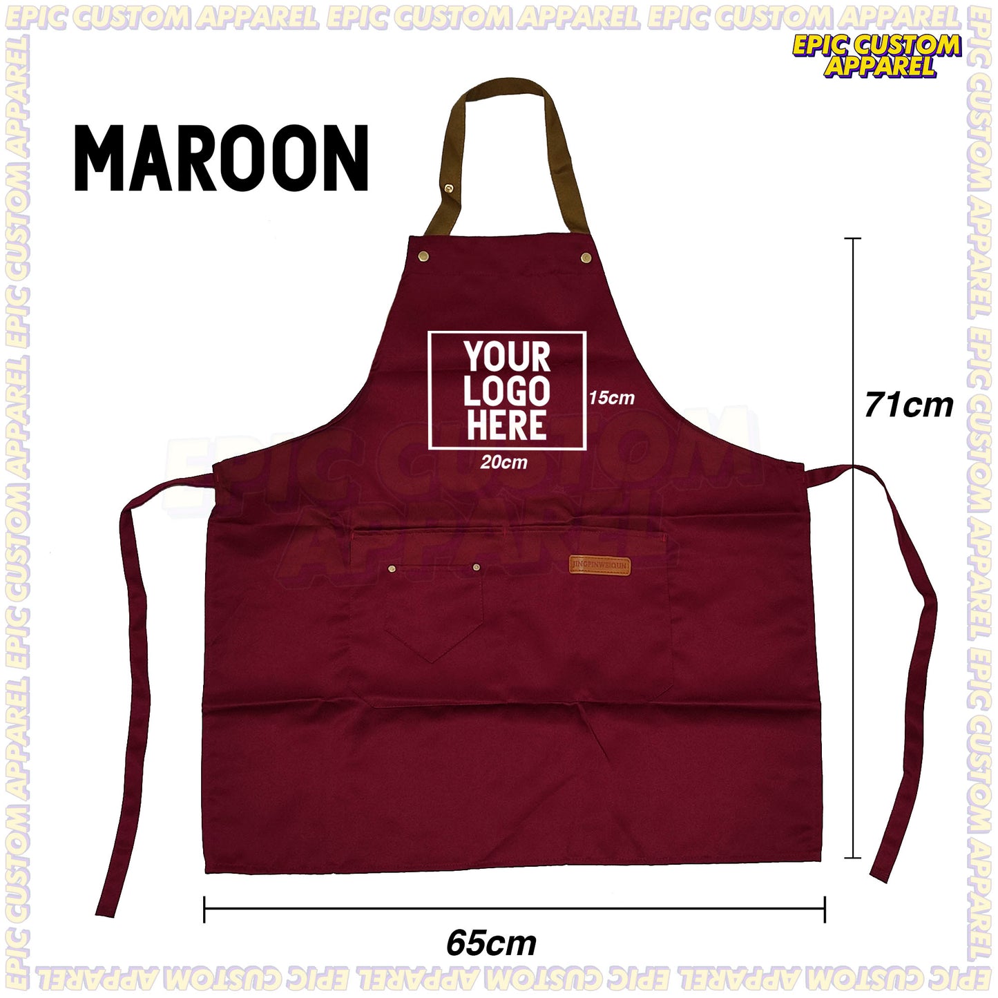 Custom Logo Premium Polyester Apron with Thick Adjustable Neck Strap