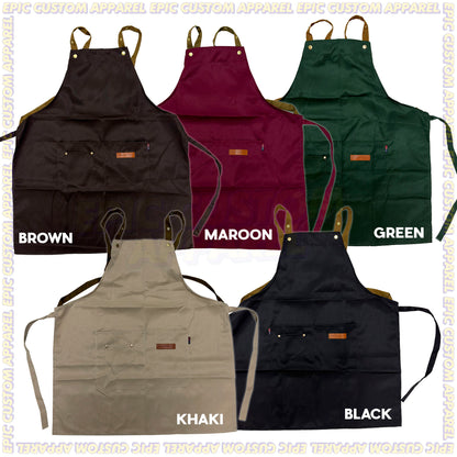 H Strap Premium Apron with Adjustable Strap Thick Polyester Waterproof Oilproof Business Bisnes F&B Workshop