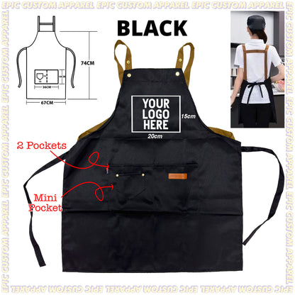 H Strap Premium Apron with Adjustable Strap Thick Polyester Waterproof Oilproof Business Bisnes F&B Workshop