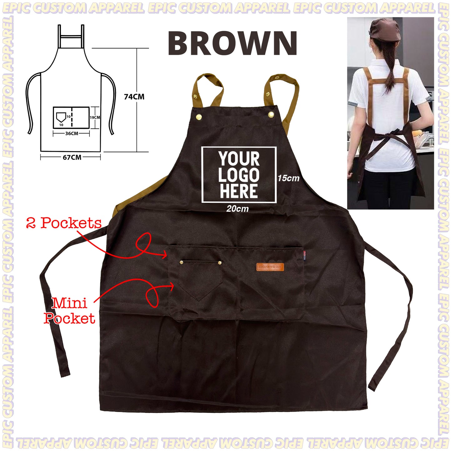 H Strap Premium Apron with Adjustable Strap Thick Polyester Waterproof Oilproof Business Bisnes F&B Workshop