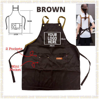 H Strap Premium Apron with Adjustable Strap Thick Polyester Waterproof Oilproof Business Bisnes F&B Workshop