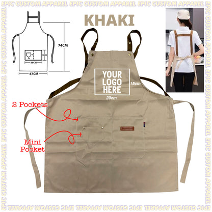 H Strap Premium Apron with Adjustable Strap Thick Polyester Waterproof Oilproof Business Bisnes F&B Workshop