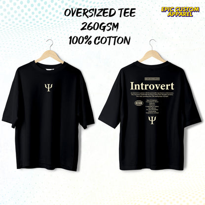 Introvert Hyper Design Graphic Oversized Tee 100% Thick Premium Cotton Unisex T-Shirt