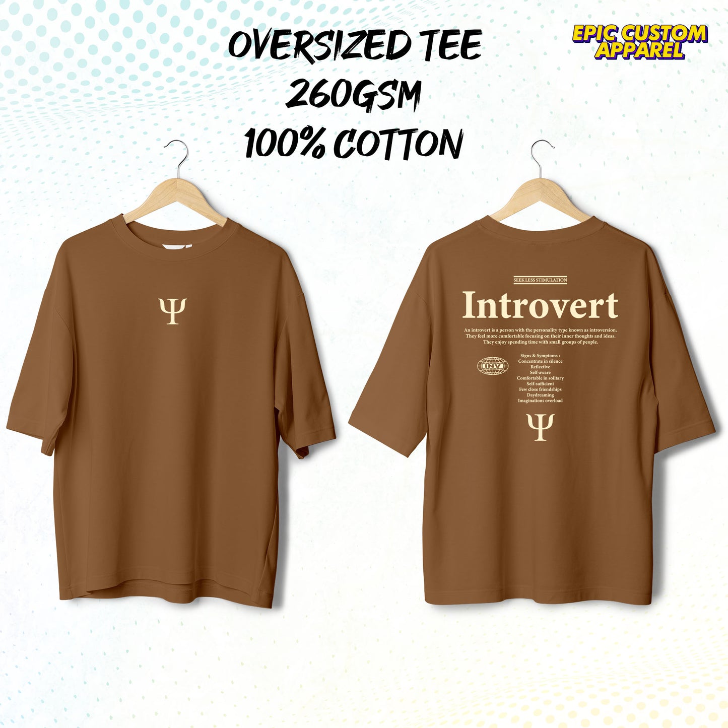 Introvert Hyper Design Graphic Oversized Tee 100% Thick Premium Cotton Unisex T-Shirt