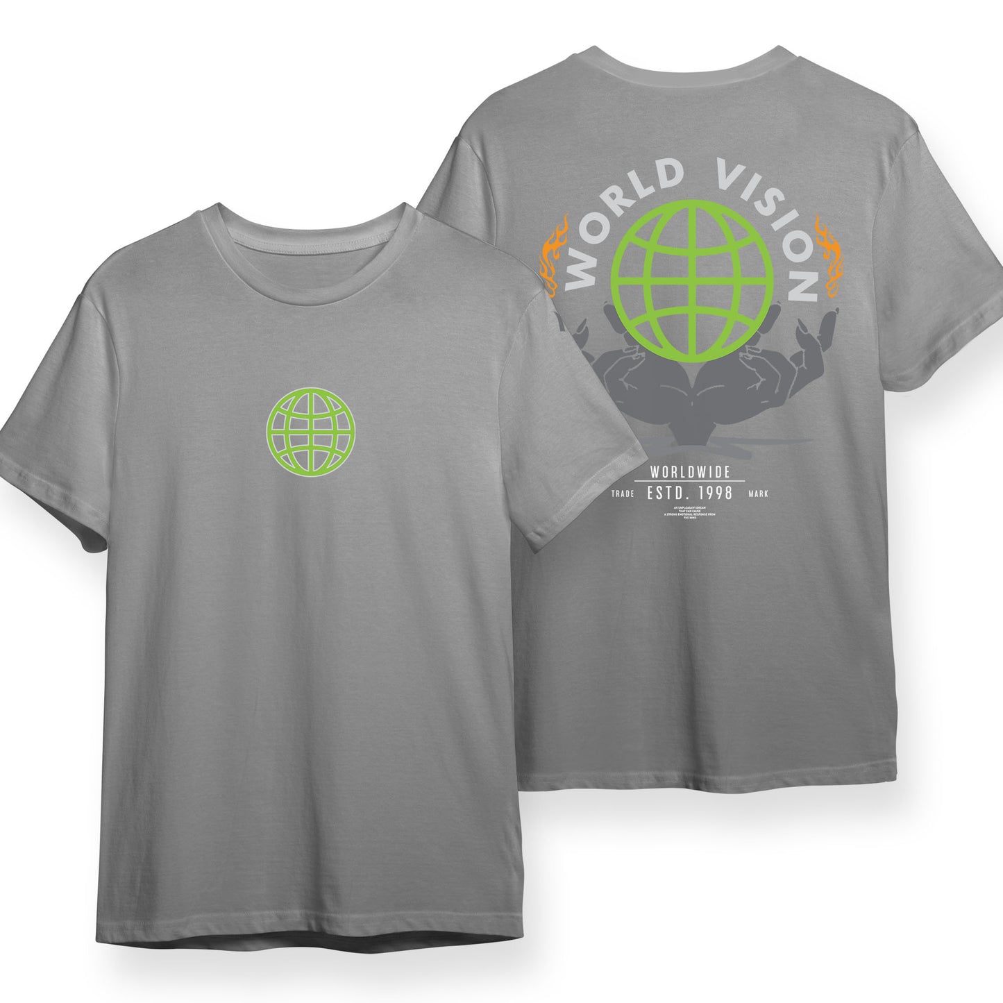World Vision Hype Design Front Back Graphic Tee 100% Cotton Unisex T-Shirt Baju Kapas Sejuk