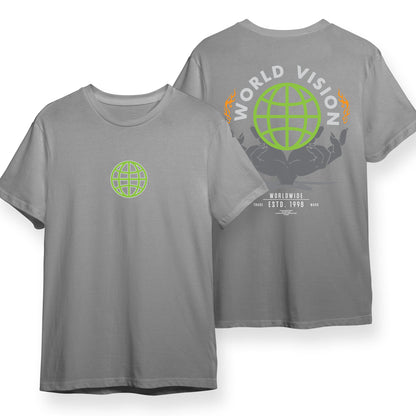 World Vision Hype Design Front Back Graphic Tee 100% Cotton Unisex T-Shirt Baju Kapas Sejuk