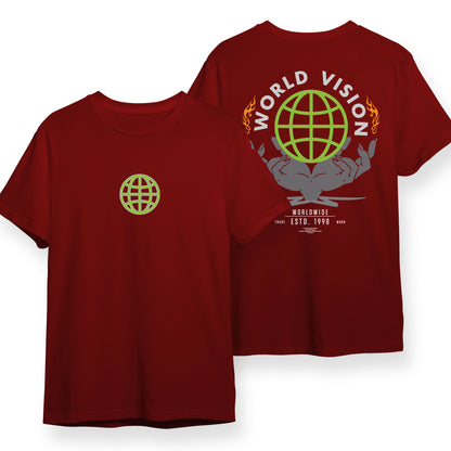 World Vision Hype Design Front Back Graphic Tee 100% Cotton Unisex T-Shirt Baju Kapas Sejuk