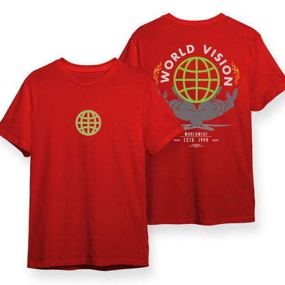 World Vision Hype Design Front Back Graphic Tee 100% Cotton Unisex T-Shirt Baju Kapas Sejuk
