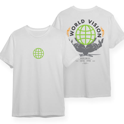 World Vision Hype Design Front Back Graphic Tee 100% Cotton Unisex T-Shirt Baju Kapas Sejuk