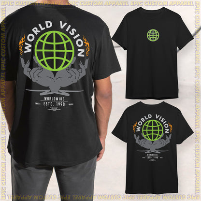 World Vision Hype Design Front Back Graphic Tee 100% Cotton Unisex T-Shirt Baju Kapas Sejuk